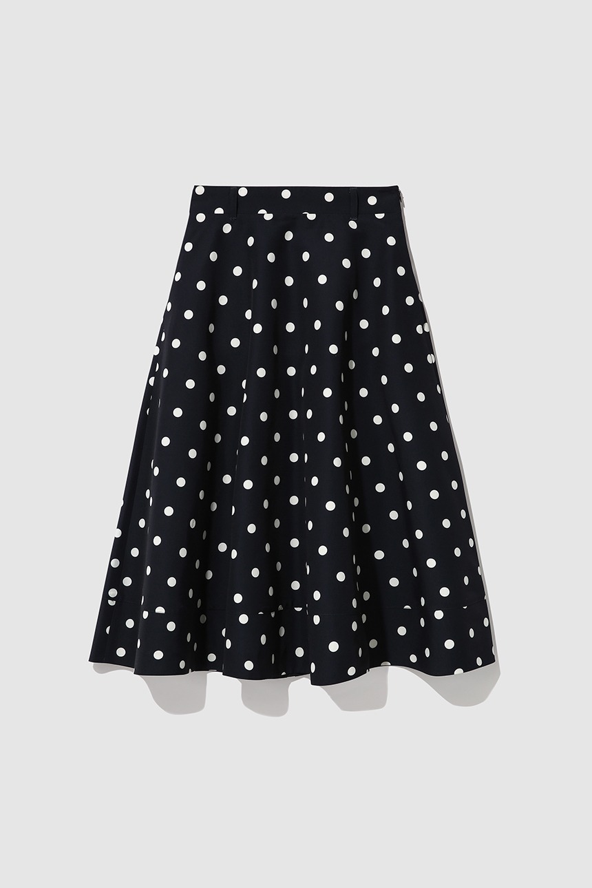 DELLOVO flared skirt (Navy&amp;Ivory dot)