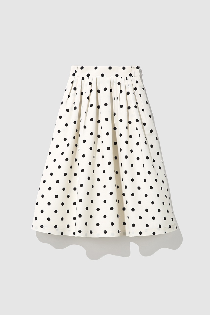 [한헤진 착용]BOROMWAT Flared skirt (White&amp;Black dot)