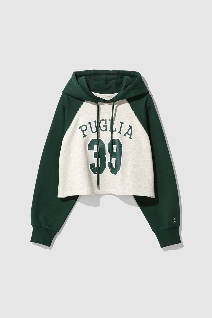 FOGGIA Raglan cropped hoodie (Green&amp;Oatmeal)