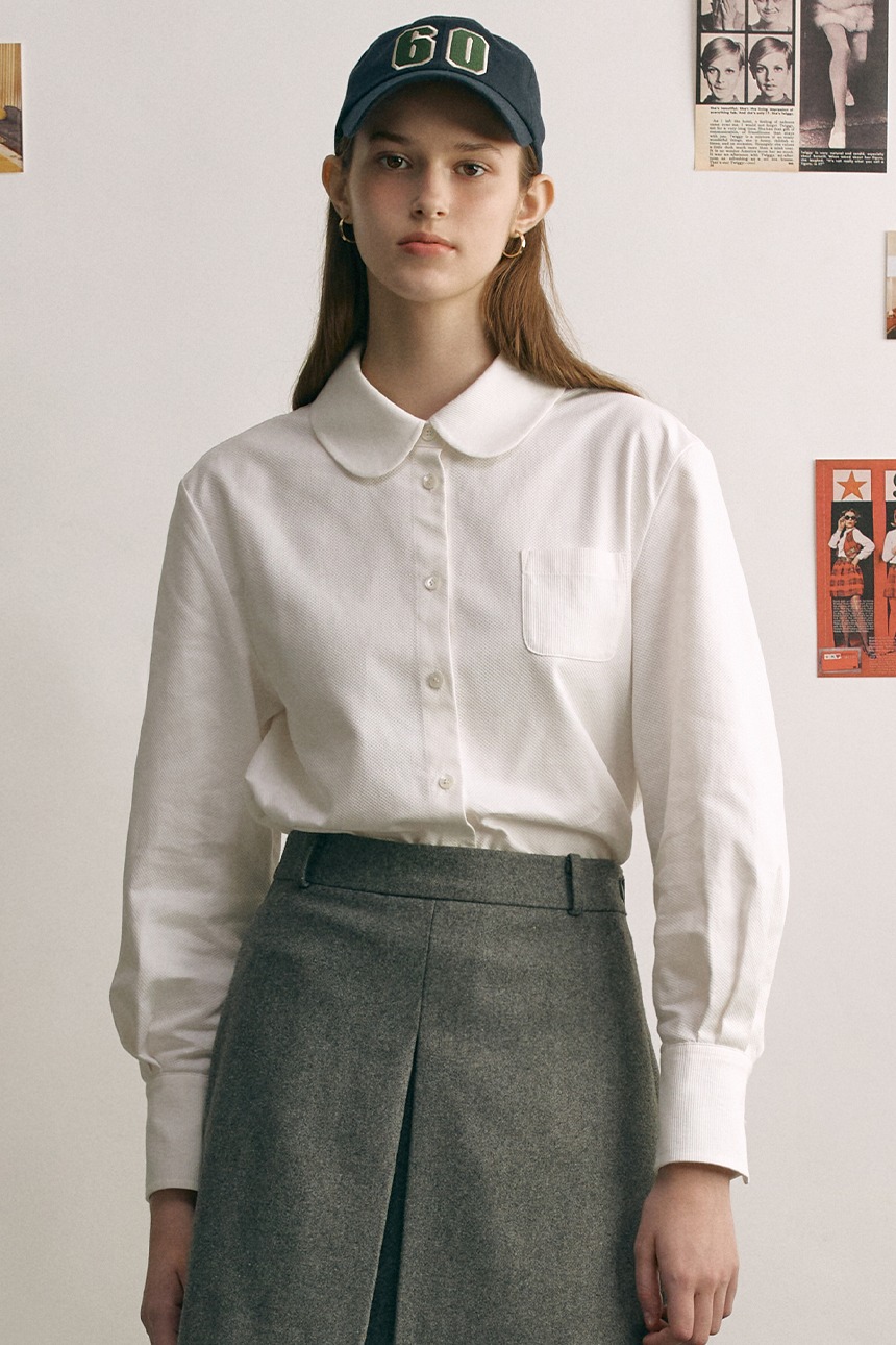 [한가인, 이나연 착용]MOLESEY Round collar shirt (White)