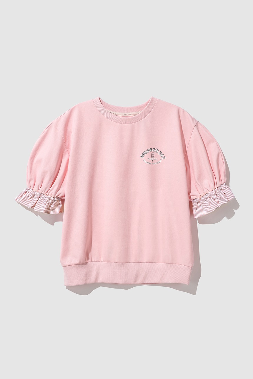TREVI Frill sleeve artwork sweatshirt (Pink)