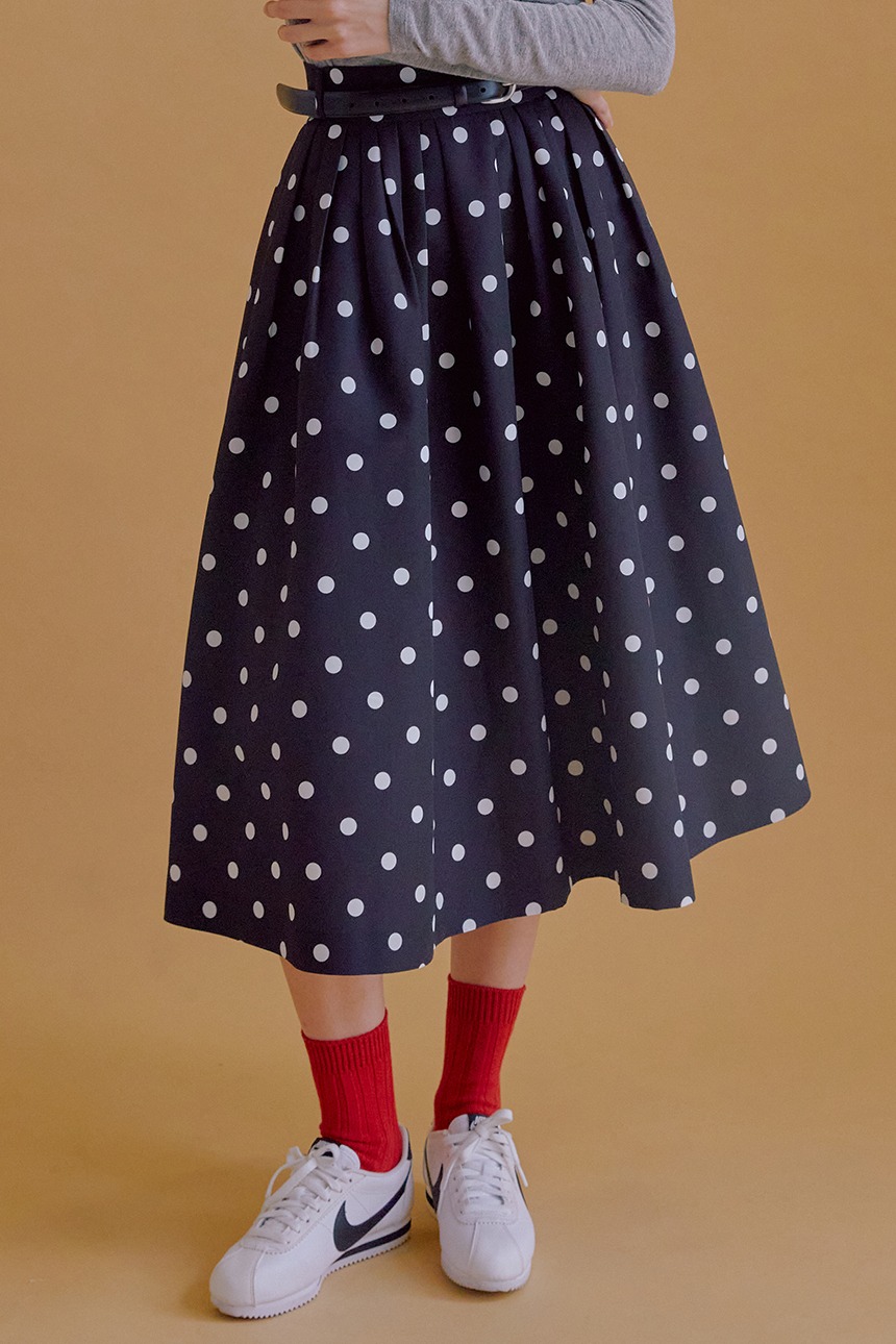 BOROMWAT Flared skirt (Black&amp;White dot)