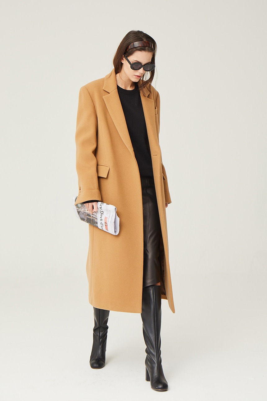 [김나영착용]COPENHAGEN Cashmere blended h-line maxi coat (Camel)