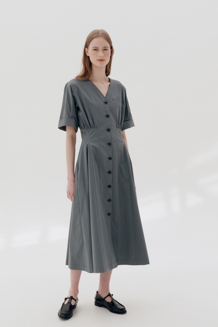 PYOSEON Waist tuck shirt dress (Charcoal gray)