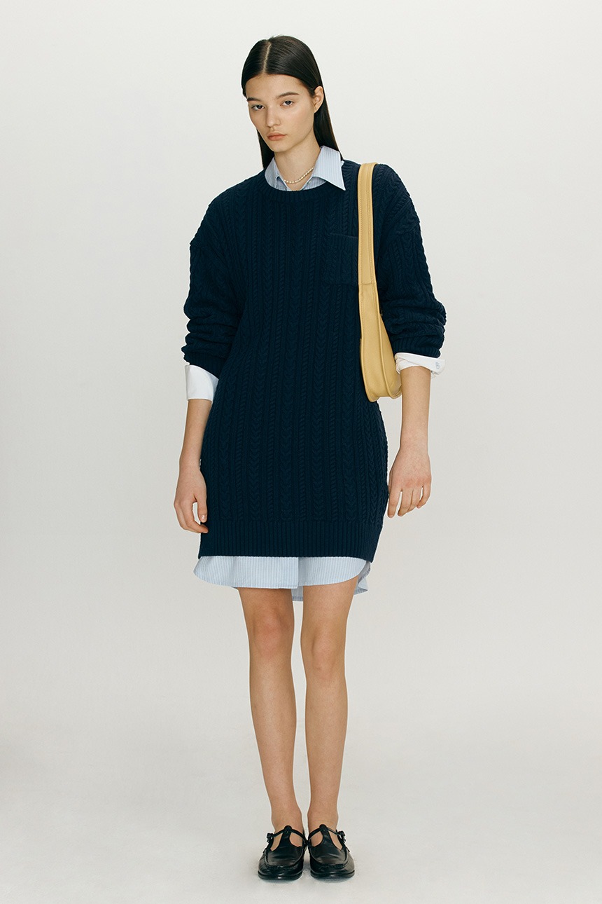 LIHUE Cable knit dress (Navy)
