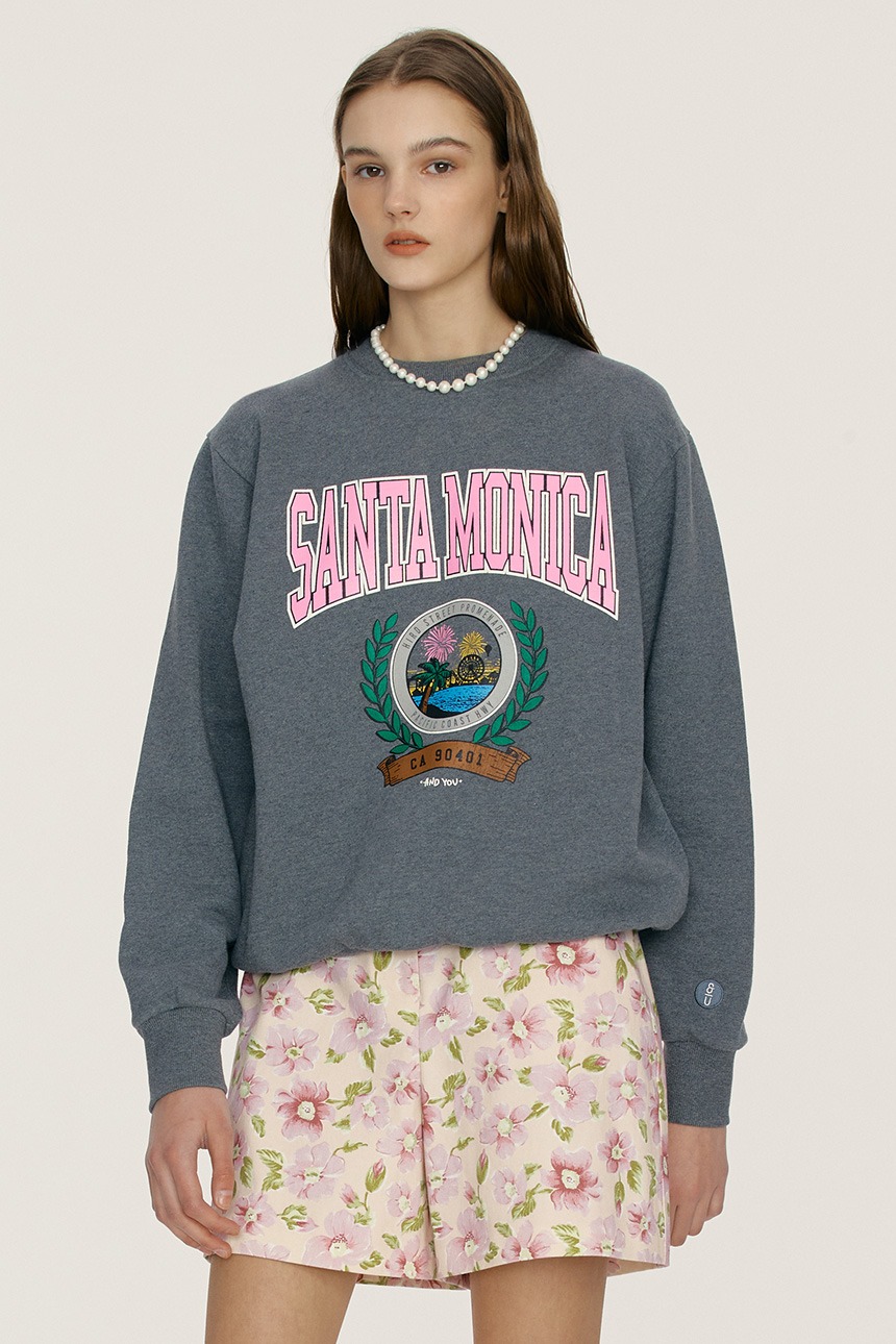 [1,2size 4/7 예약배송][한지민 착용]SANTA MONICA City artwork sweatshirt (Charcoal gray)