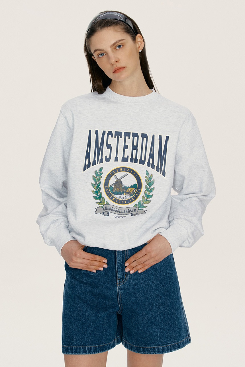 [인피니트 성규 착용]AMSTERDAM City artwork sweatshirt (Melange gray)