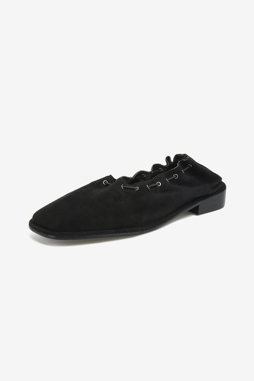 [앤투어]MUSUBI Square toe flat shoes (Black)