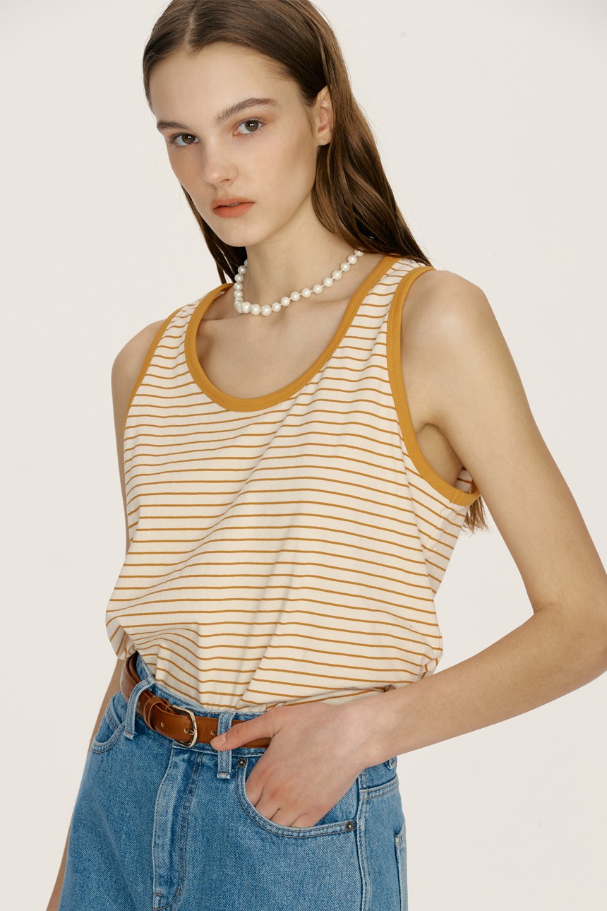 TURTLE Stripe sleeveless top (Orange)