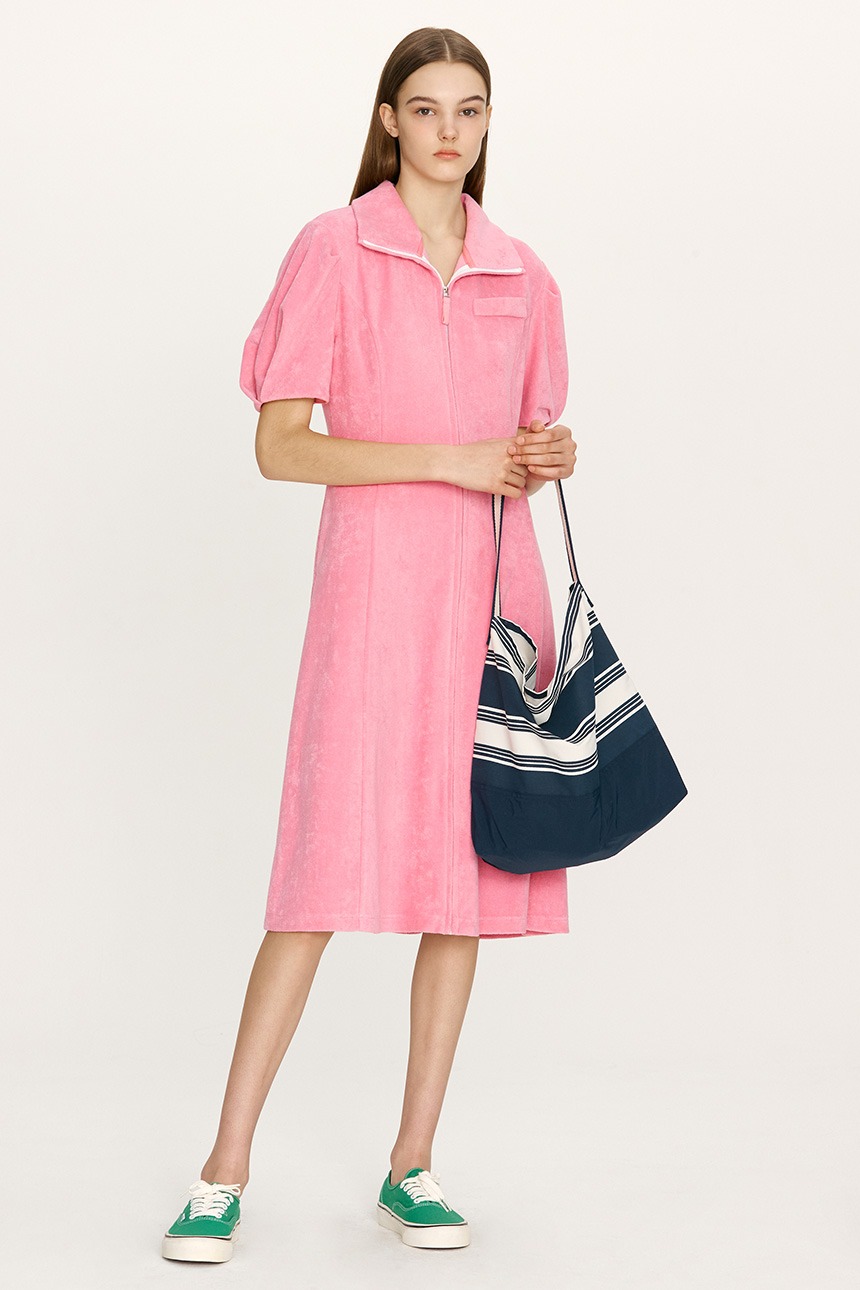 HAKALAU Terry zip-up dress (French pink)