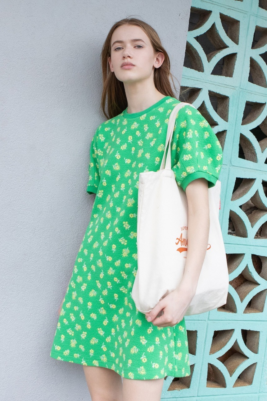 [기은세 착용]MAUNALUA Floral jacquard short dress (Green)
