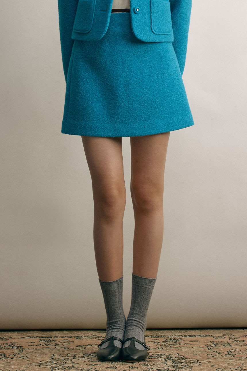 MAYFAIR A-line wool mini skirt (Turquoise blue)
