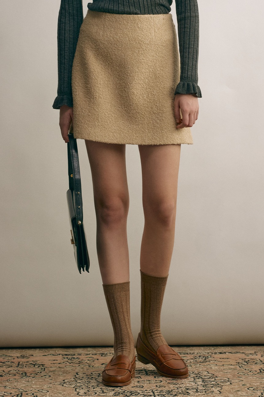 MAYFAIR A-line mini skirt (Light beige)