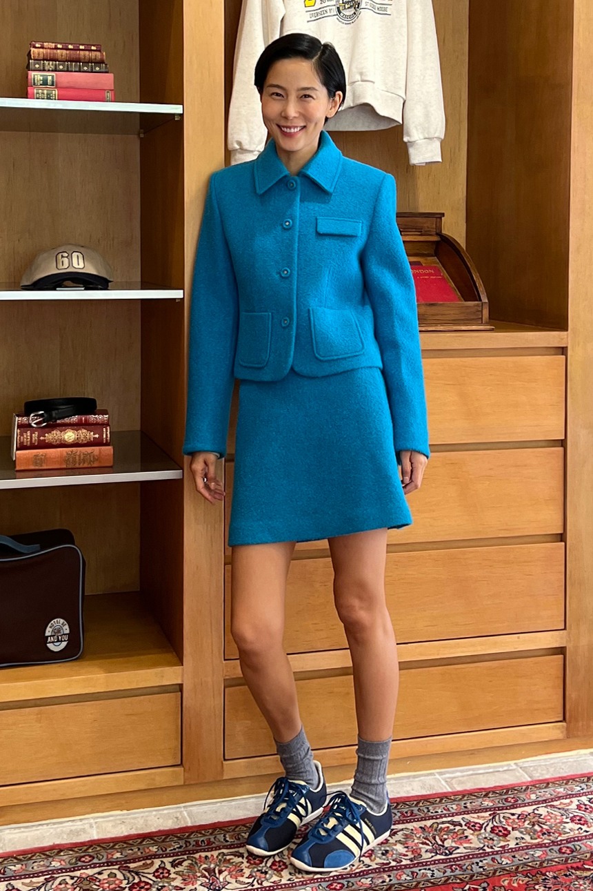MAYFAIR A-line wool mini skirt (Turquoise blue)