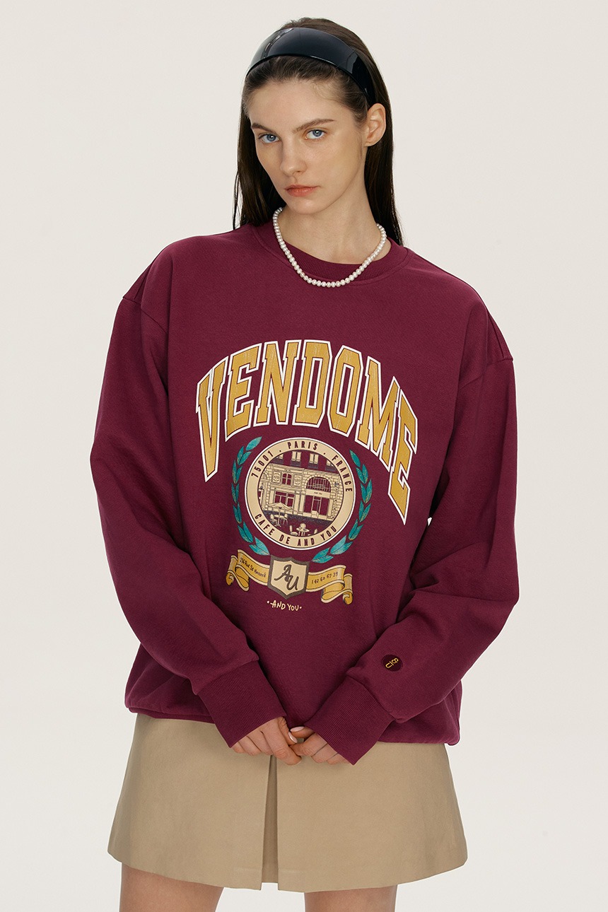 [문가영, 이민호 착용]VENDOME City artwork sweatshirt (Dark rasberry)