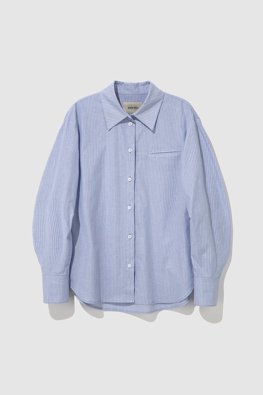 WATERLOO Volume sleeve shirt (Light blue stripe)
