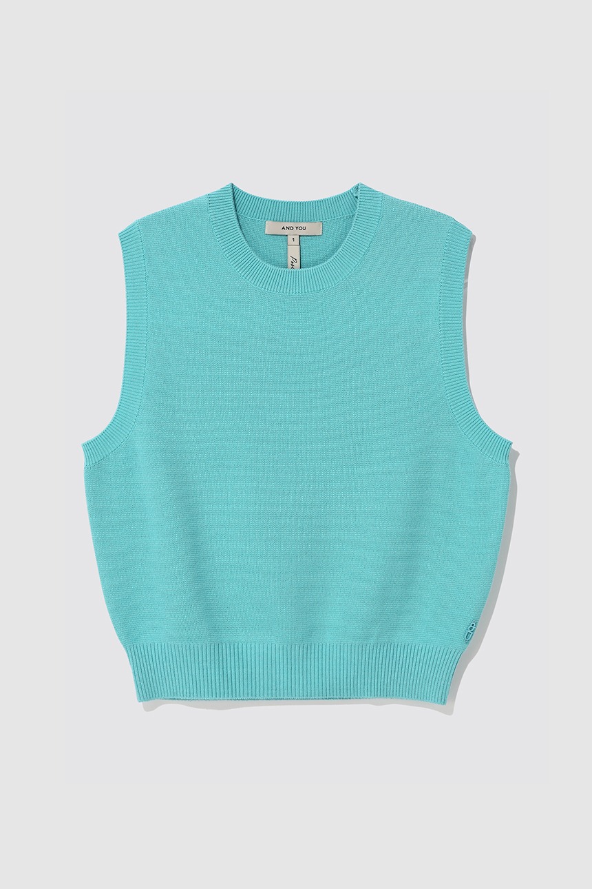 [4/3 예약배송]BOLOGNA Round neck knit vest (Cyan blue)