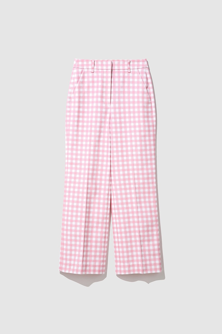 PANINI Cotton straight pants (Pink gingham check)