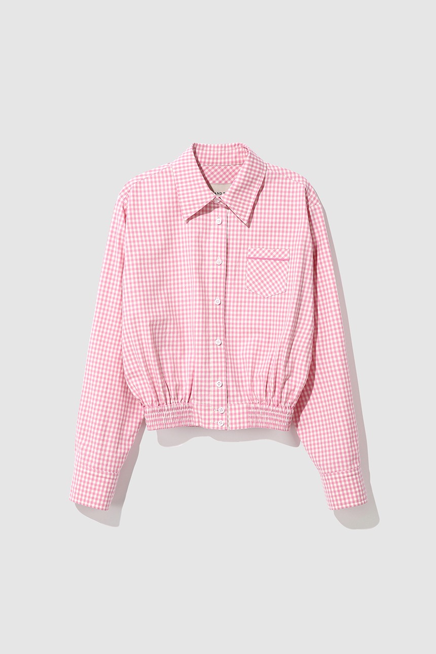 [한지민 착용]KAILUA Cropped shirt (Pink gingham check)