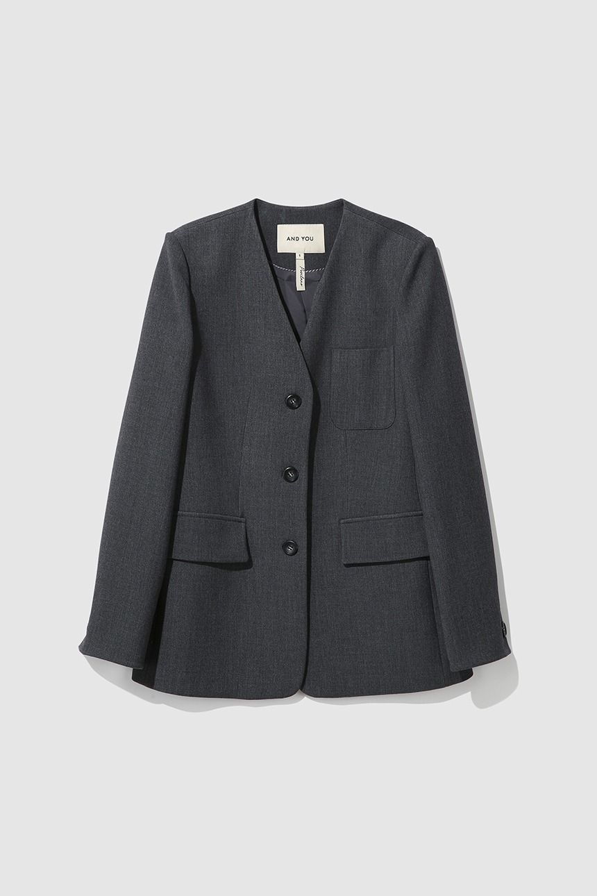 LECCE No collar single jacket (Charcoal)