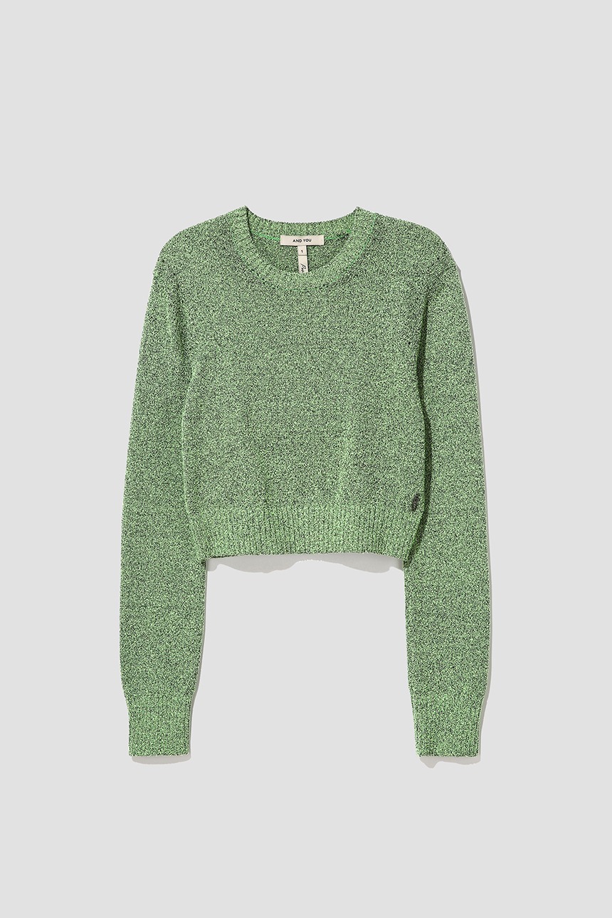 RICOTTA Round neck crop knit (Green)