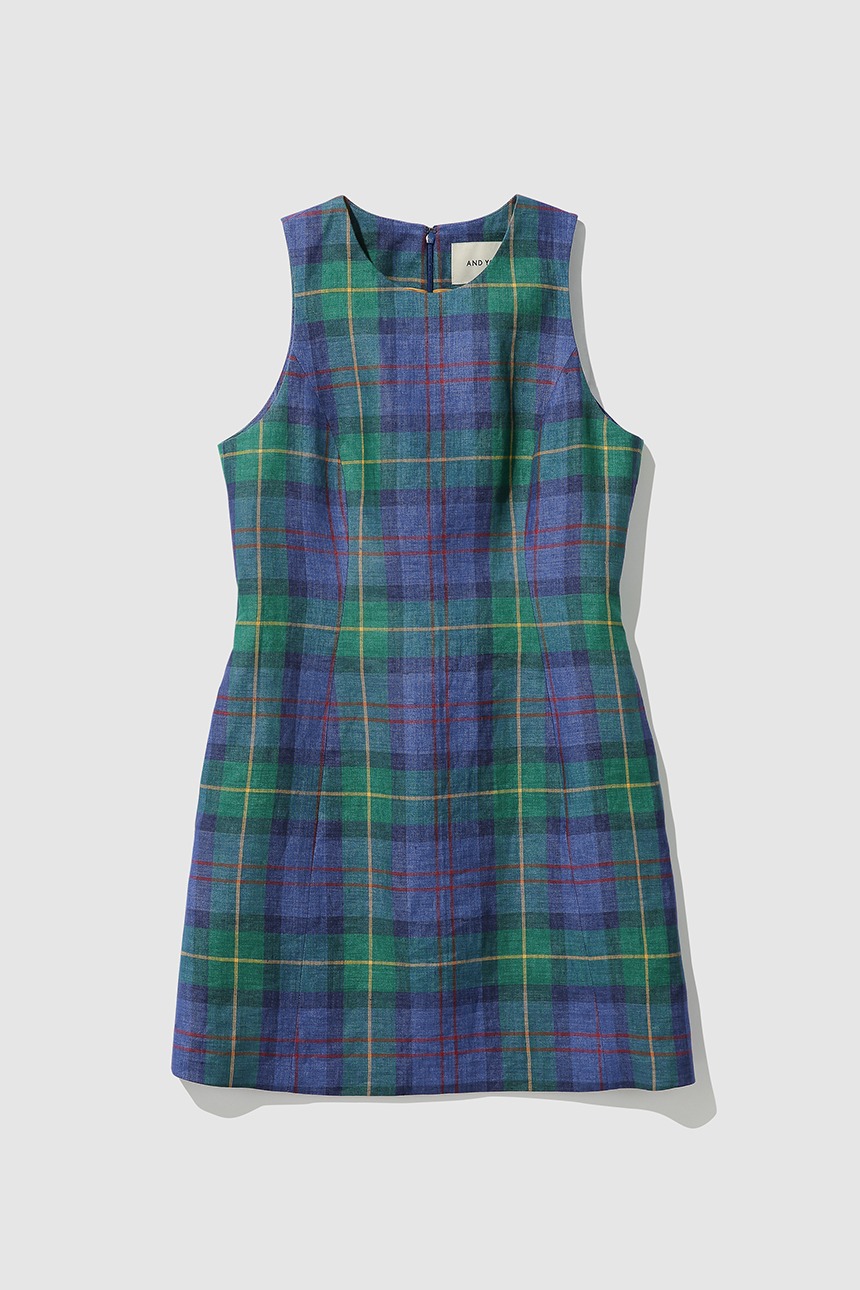 PISA Sleeveless mini one piece (Green tartan check)