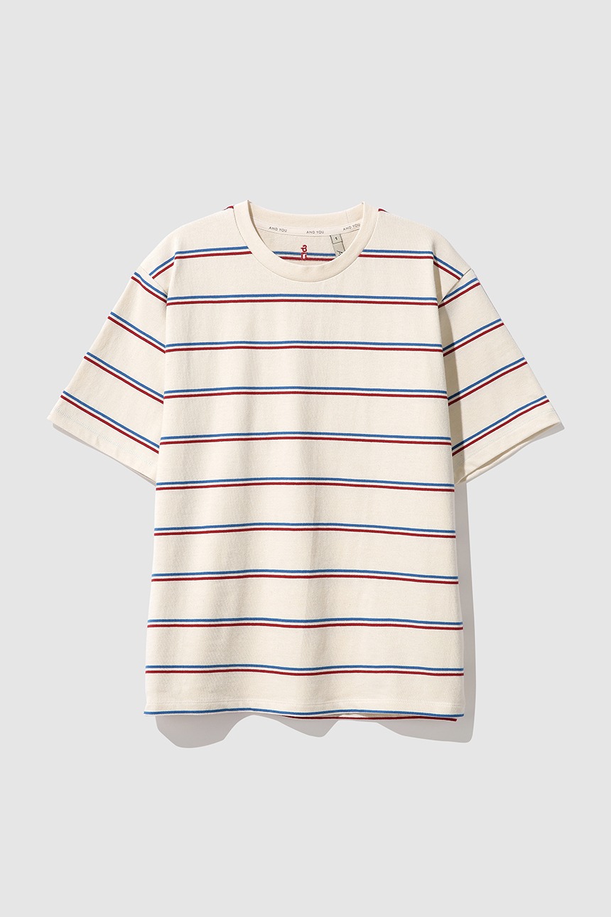 COSENZA Stripe T-shirt (Natural&amp;Red)