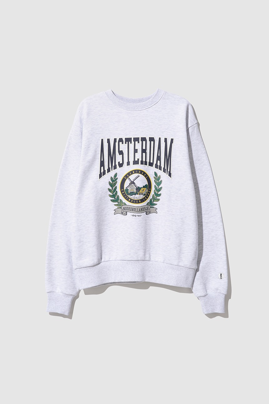 [FW 기모버전 추가][윤아, 김세정, 인피니트 성규 착용]AMSTERDAM City artwork sweatshirt (Melange gray)
