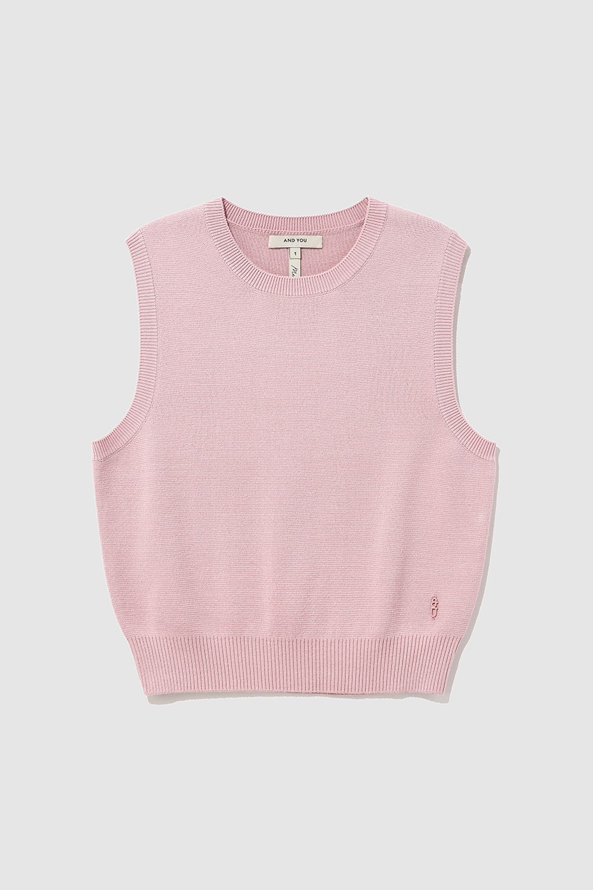 BOLOGNA Round neck knit vest (Pink)