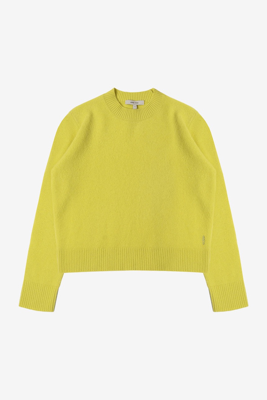 [이유미 착용]POPLAR Wool round neck knit (Lime)