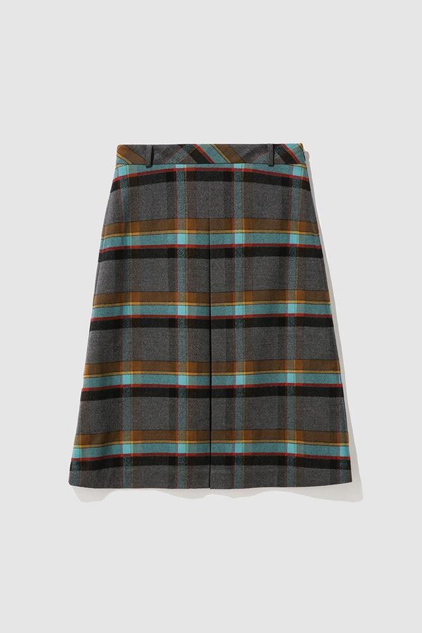 FENCHURCH A-line midi skirt (Gray check)