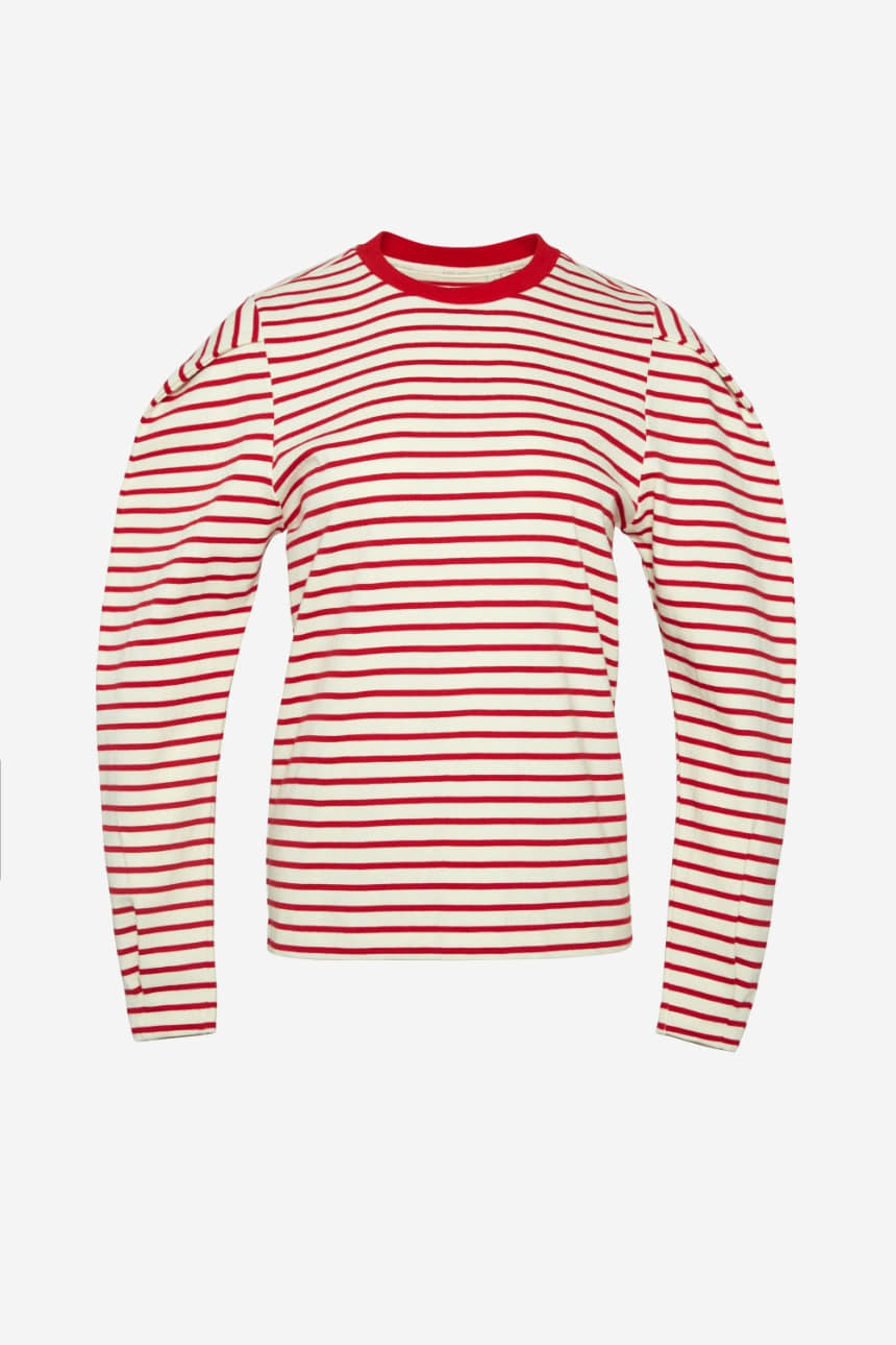 [정은채착용]YONGNUNI Long sleeve stripe T-shirt (Red)
