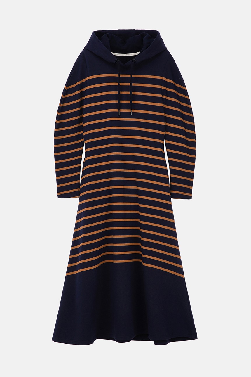 [김나영착용]WOLGOT Hoddie maxi stripe dress (Navy&amp;Camel)