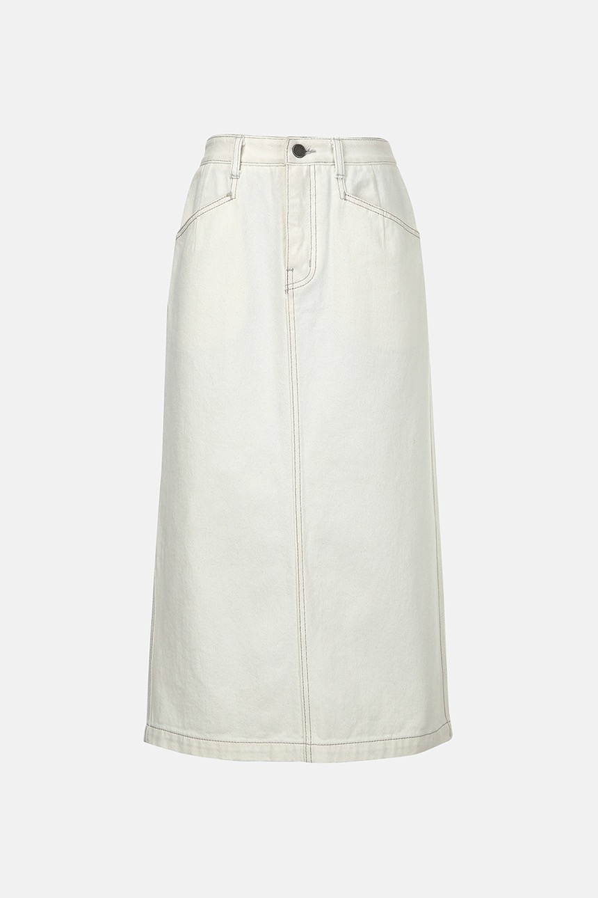 [김나영착용][앤유티비]MATTERHORN H-line denim skirt (Ecru)