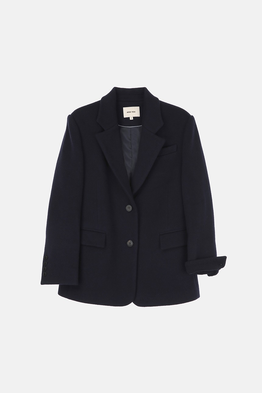 HERNING Cashmere blended over fit classic blazer (Navy)