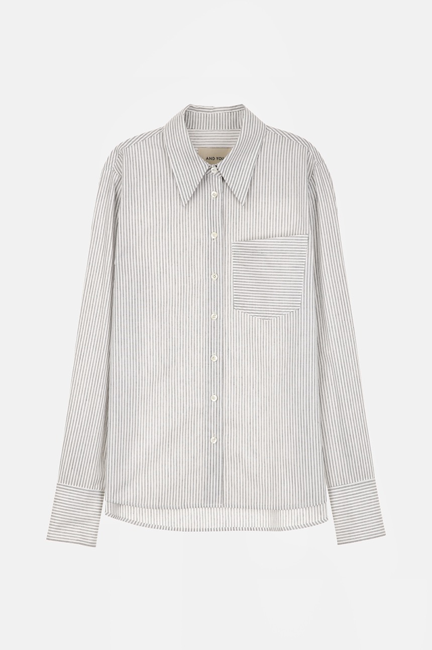 [조여정 착용]MALTHE One pocket basic shirt (White stripe)
