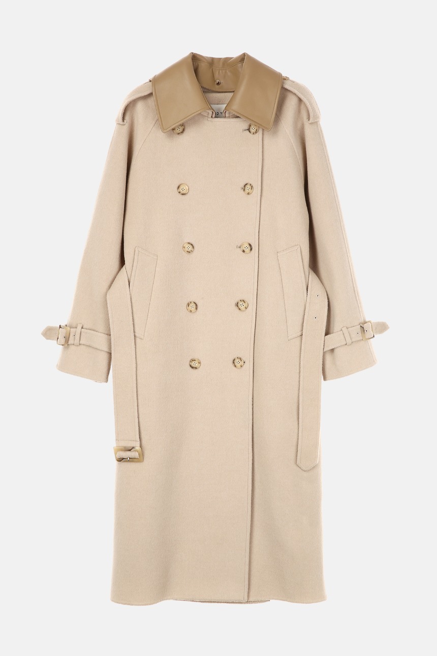 [앤유티비]HELSINGOR Cashmere blended double breasted trench coat (Light beige)