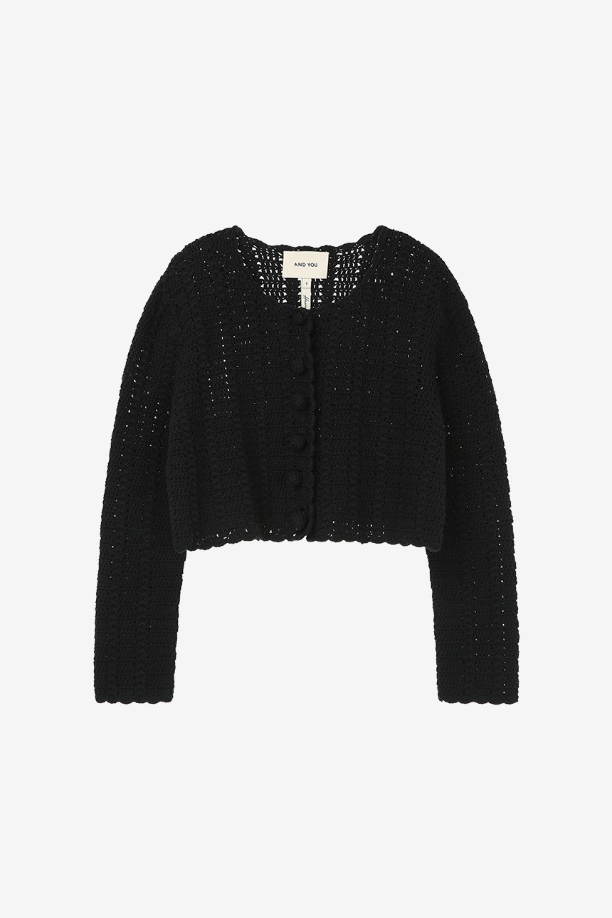 HAWI Cropped crochet cardigan (Black)