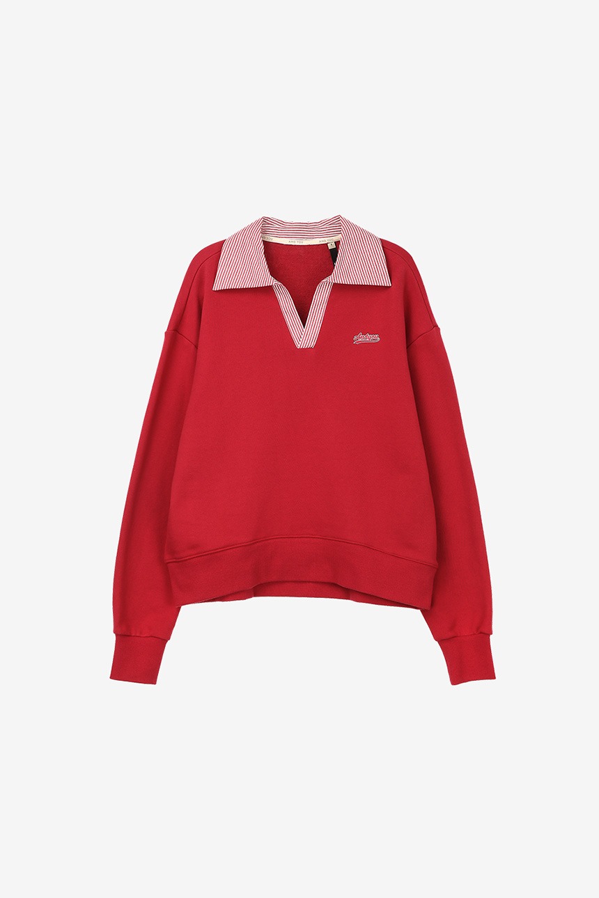 KENSINGTON V-neck collar sweatshirt (Ruby red)