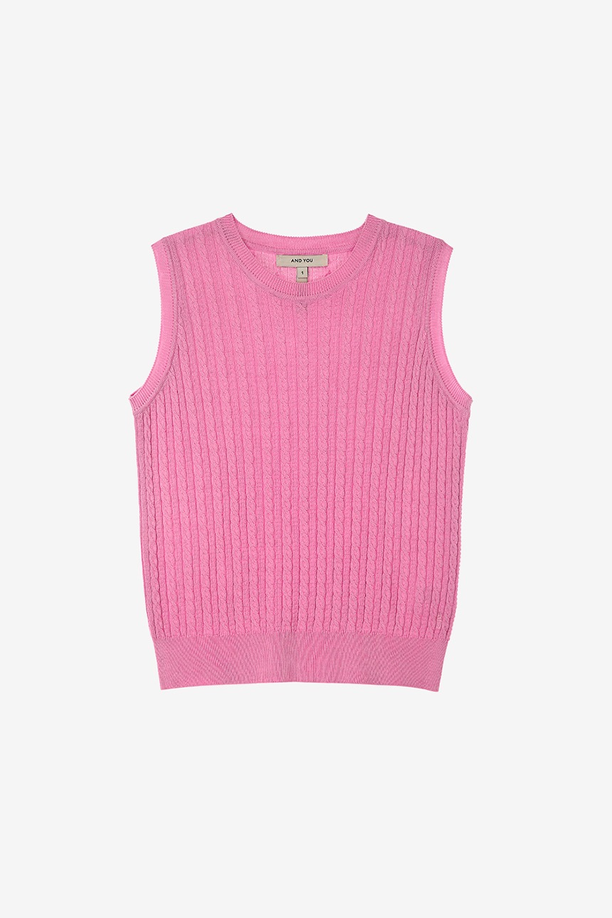 [김나영 착용]BIG ISLAND Basic knit vest (Pink)