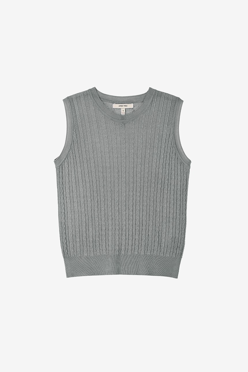 BIG ISLAND Basic knit vest (Melange gray)