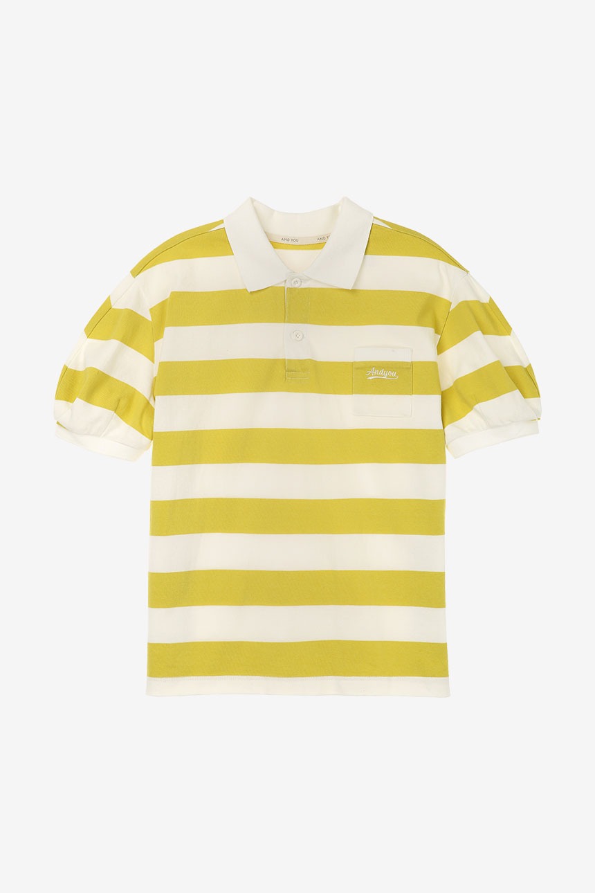 HANAUMA Collar stripe T-shirt (Lime)