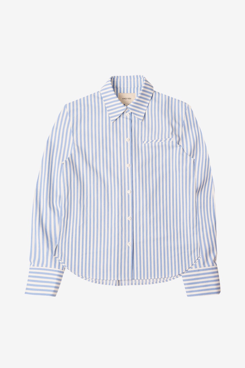[조보아 착용]WATERLOO Volume sleeve shirt (Blue stripe)