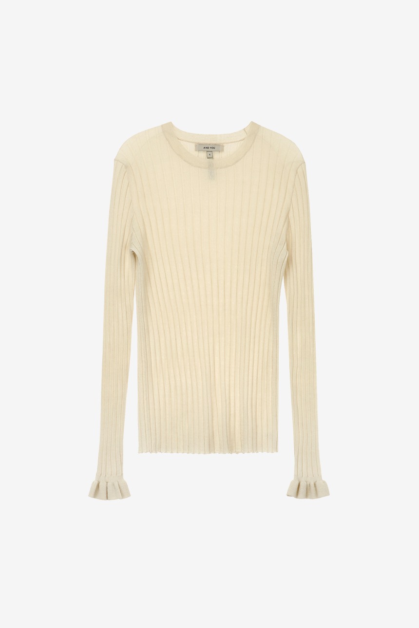 [조보아 착용]WANGSIMNI Round neck wool knit top (Cream)