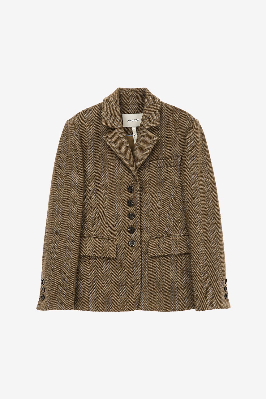 [박나언,이나연 착용]SHOREDITCH Classic wool jacket (Brown herringbone)