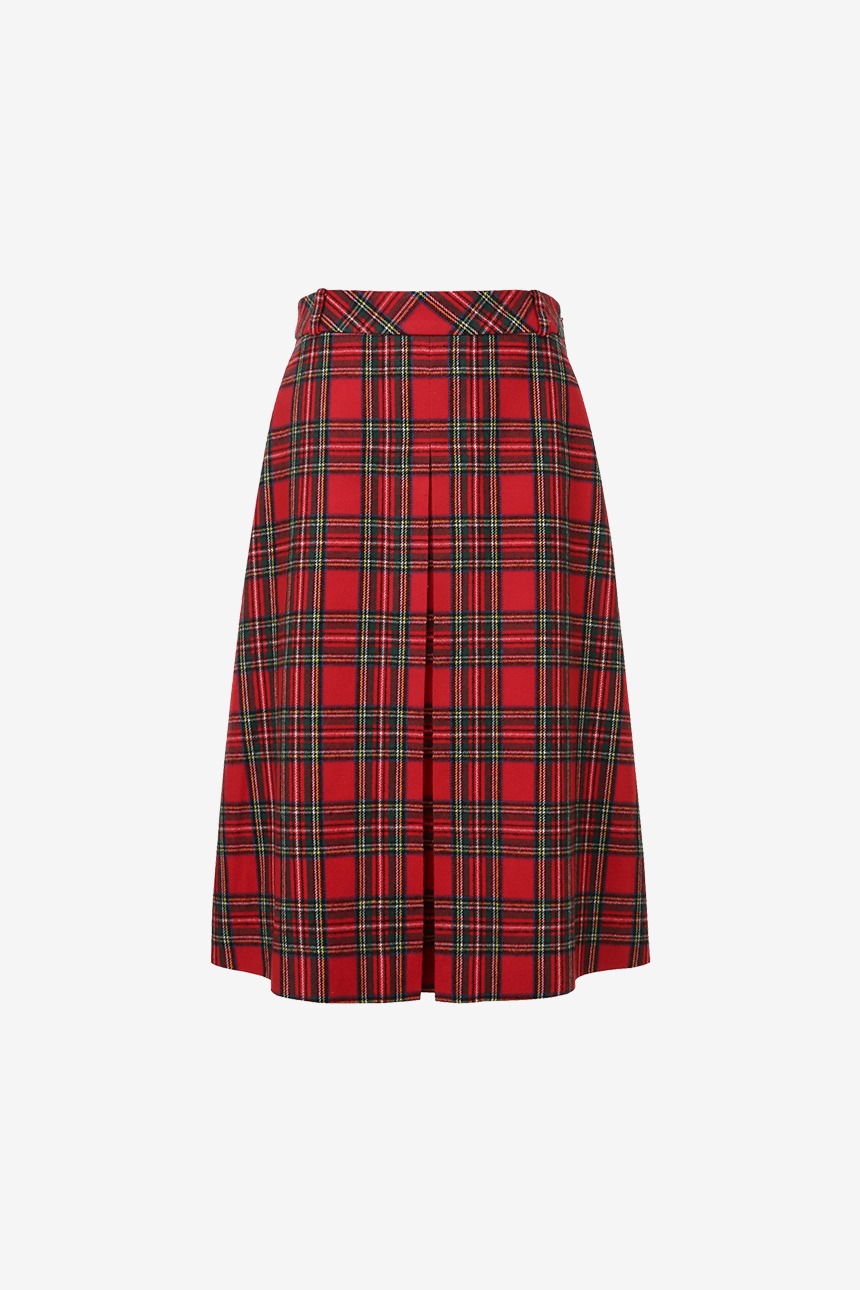 [권나라, 위키미키 김도연, 르세라핌 허윤진 착용]FENCHURCH A-line midi skirt (Red check)