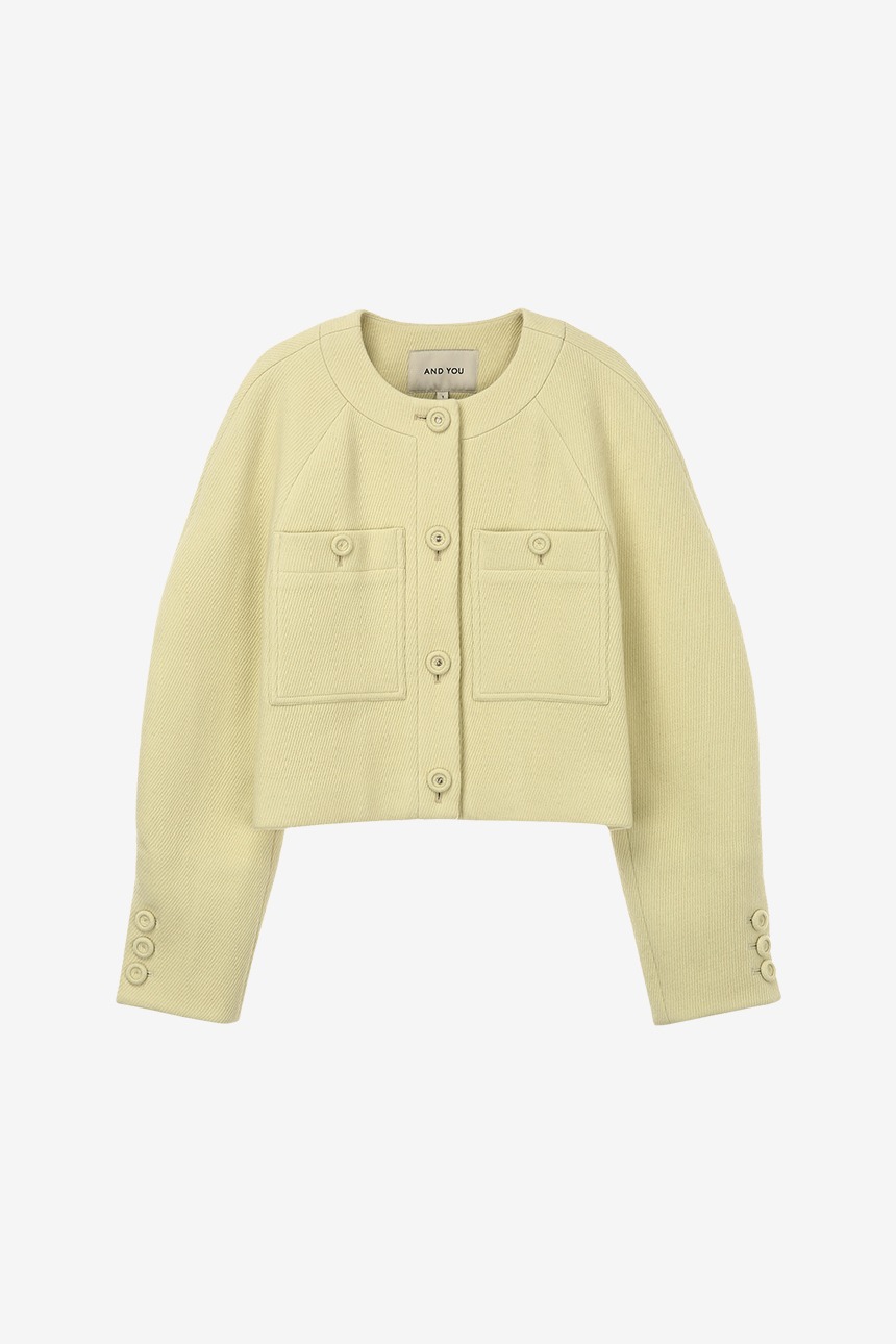 HAMPTON Quilted crop wool jacket (Lemon)