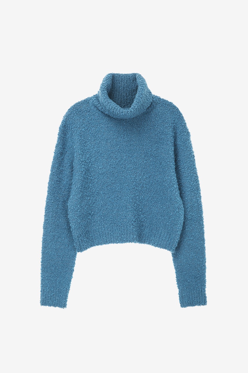 BROMLEY Turtle neck boucle wool knit (Blue)