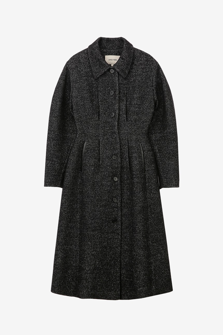 [이지아 착용]ANGEL Volume Silhouette wool coat (Black)