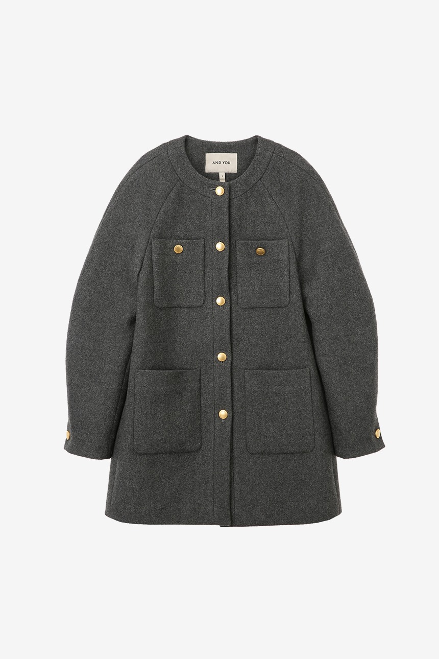 MARYLEBONE No collar quilted wool coat (Charcoal gray)
